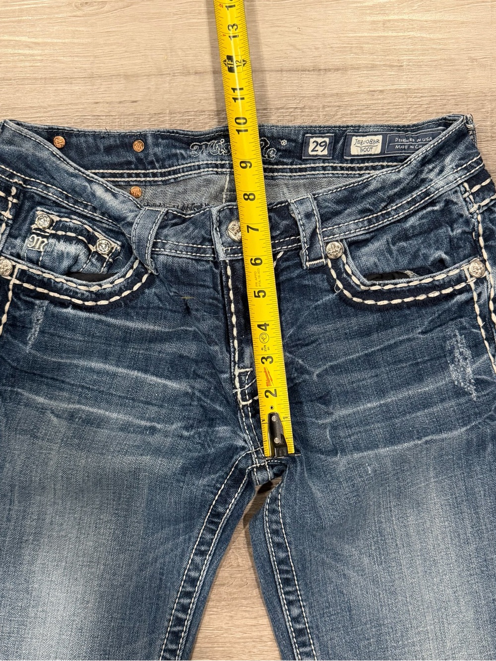 Miss Me Women’s Low Rise Boot Jeans With Stitching Detail Size 29 - Picture 7 of 10
